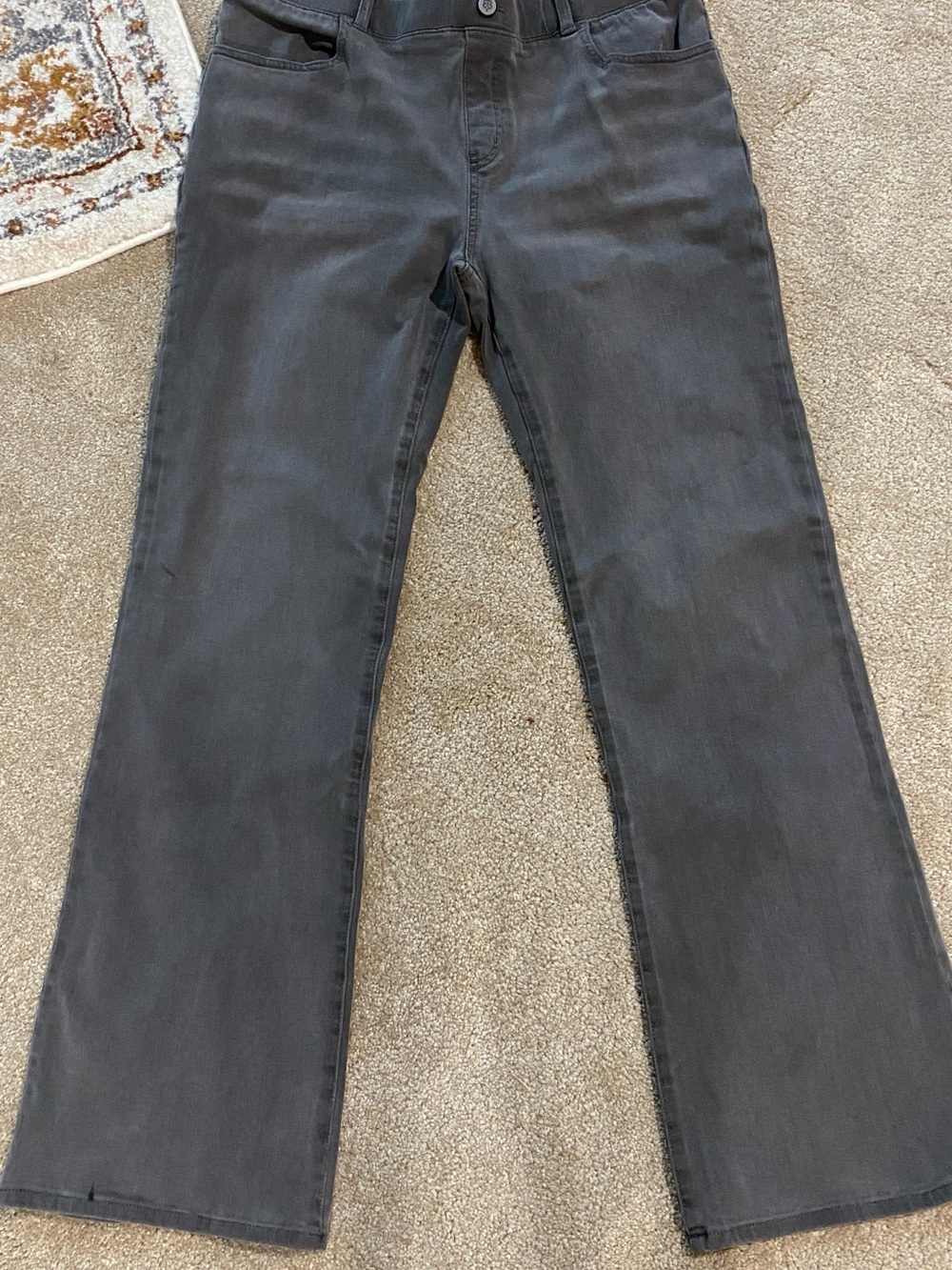 Betabrand Dress Pant Denim Jeans Gray Bootcut XL Long Stretch Pull On